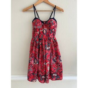 BOG Collective Paisley Mini Dress XS Boho Party Coquette Babydoll